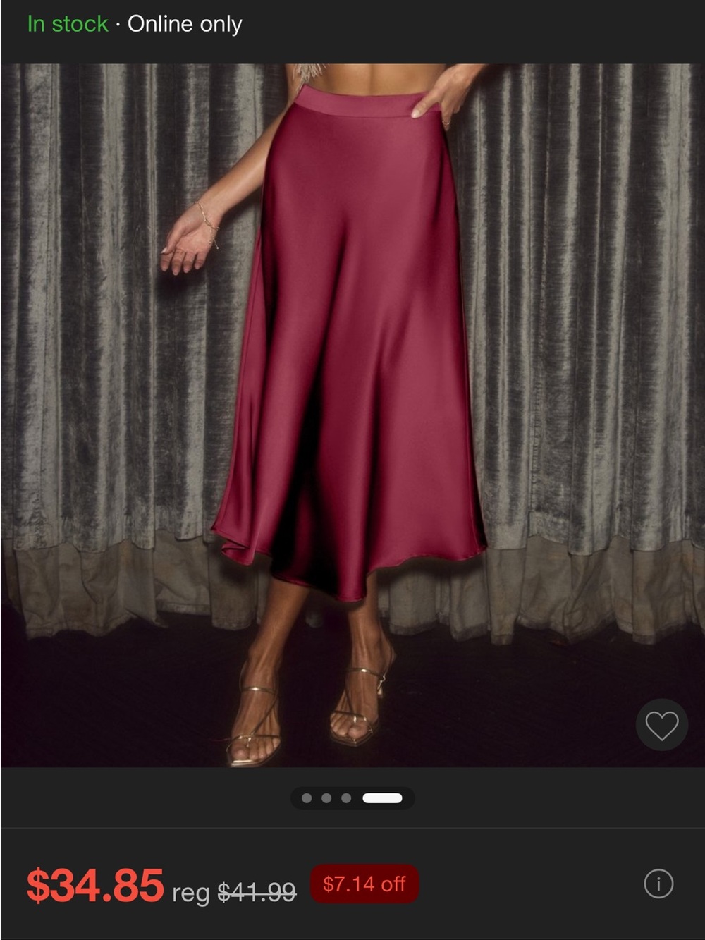 Cupshe Burgundy Satin Midi Skirt